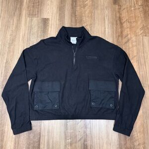 Champion Women’s Black Cropped Athletic 1/4 Zip Top, Lightweight w/ Pockets, XL